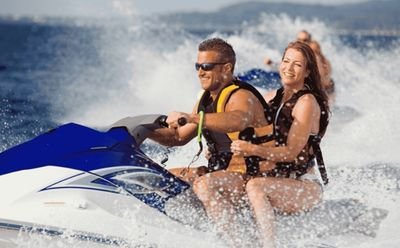 Jet ski water sports adventure at Baga Beach, Goa