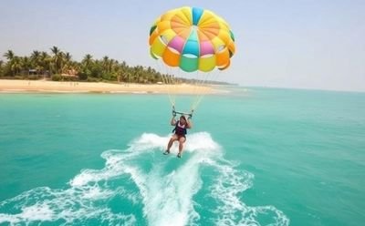 Parasailing adventure over Baga Beach, Goa